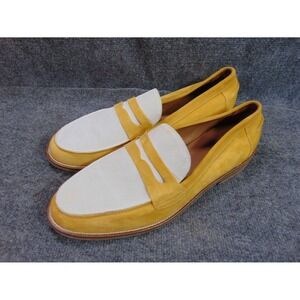 Duke + Dexter Mens 15 Yellow White Suede Loafers Handmade in England Penny Slip